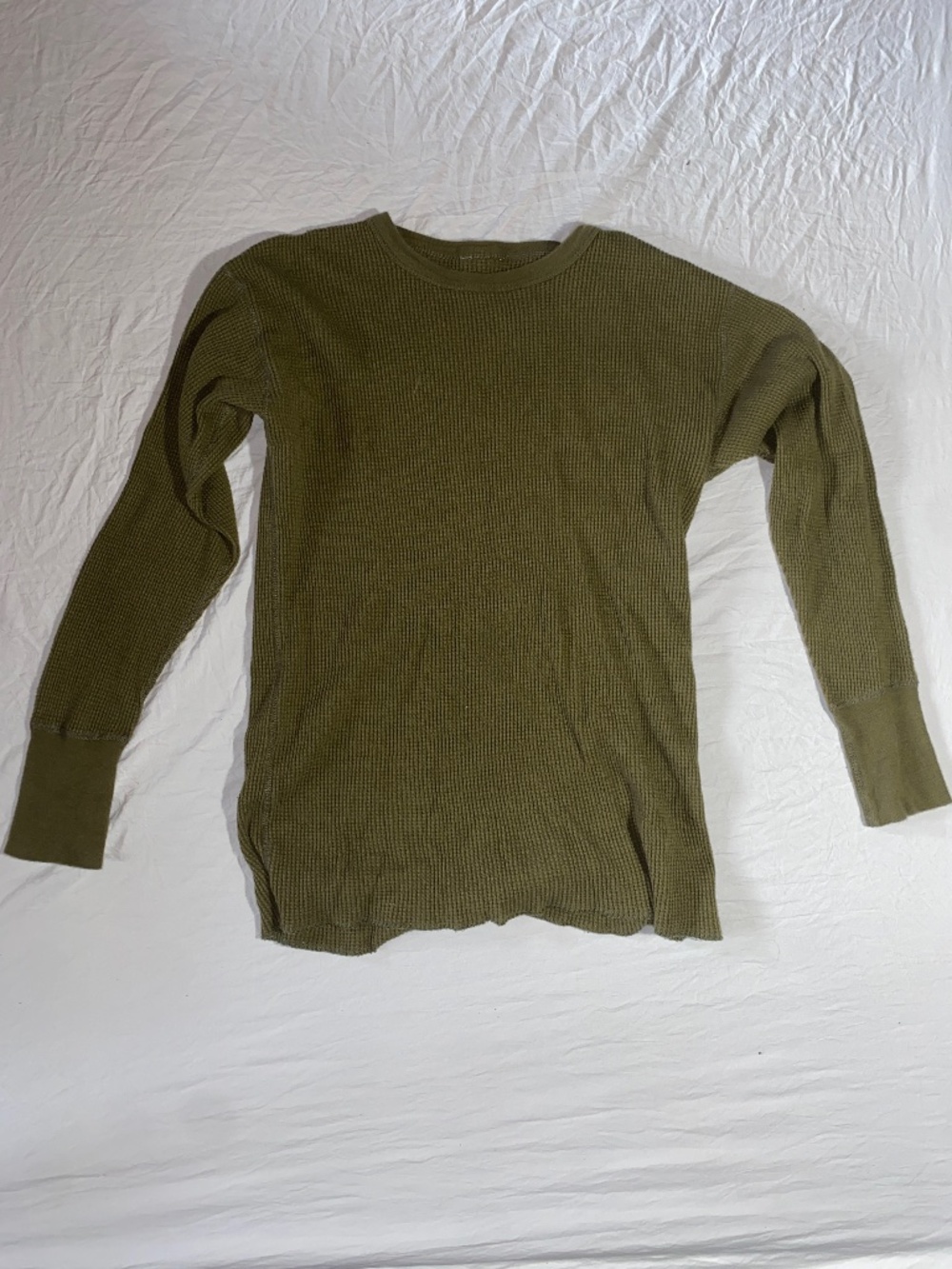 Canadian Army Surplus Vintage Green Thermal Cold Weather Under Shirt Medium